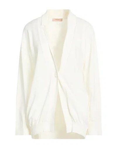 Twinset Woman Cardigan Ivory Size Xs Viscose, Polyester In White