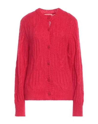 Twinset Woman Cardigan Red Size L Polyamide, Mohair Wool, Wool