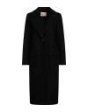 Twinset Woman Coat Black Size 6 Wool, Polyamide, Polyester, Viscose