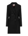 Twinset Woman Coat Black Size 10 Wool, Polyamide, Polyester, Viscose In Black
