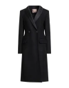 Twinset Woman Coat Black Size 4 Wool, Polyamide, Polyester In Black