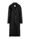 Twinset Woman Coat Black Size 8 Wool, Polyamide