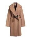 Twinset Woman Coat Camel Size 8 Wool, Polyester, Polyamide In Brown