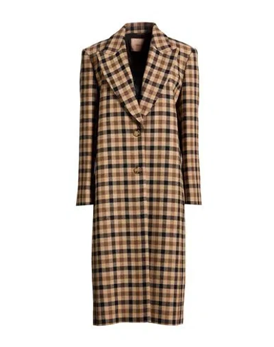 Twinset Woman Coat Camel Size 8 Wool, Polyester, Viscose In Multi