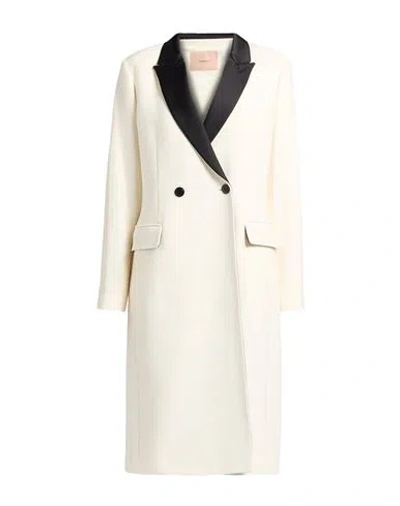 Twinset Woman Coat Cream Size 14 Wool, Polyamide, Polyester In Neutral