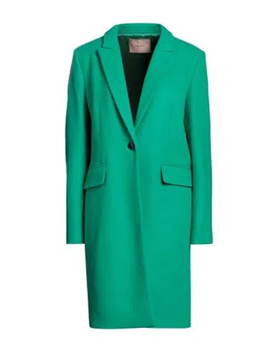 Twinset Woman Coat Green Size 12 Wool, Polyamide