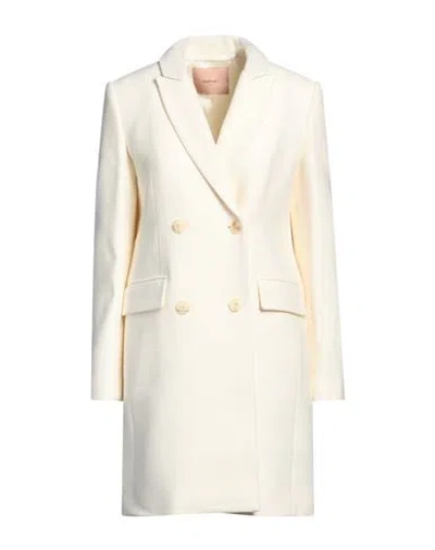 Twinset Woman Coat Ivory Size 12 Wool, Polyamide, Polyester, Viscose In White