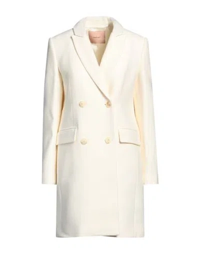 Twinset Woman Coat Ivory Size 10 Wool, Polyamide, Polyester, Viscose In White