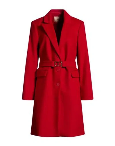 Twinset Woman Coat Red Size 8 Wool, Polyamide