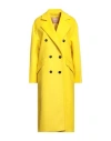 Twinset Woman Coat Yellow Size 4 Wool, Polyamide In Yellow