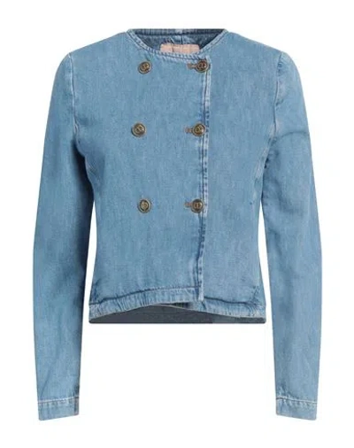 Twinset Woman Denim Outerwear Blue Size 8 Cotton