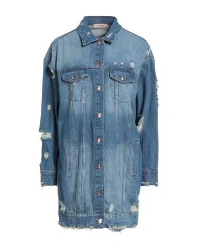 Twinset Woman Denim Outerwear Blue Size 8 Cotton