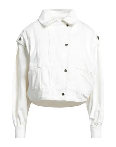 Twinset Woman Denim Outerwear White Size 12 Cotton