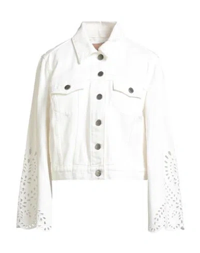 Twinset Woman Denim Outerwear White Size 14 Cotton In Neutral