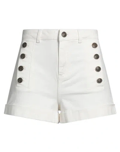 Twinset Woman Denim Shorts White Size 29 Cotton, Elastane