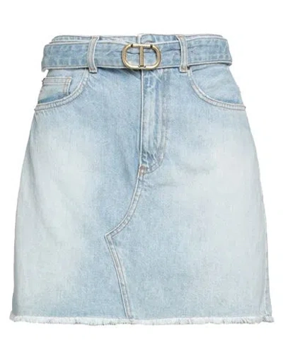 Twinset Woman Denim Skirt Blue Size 12 Cotton