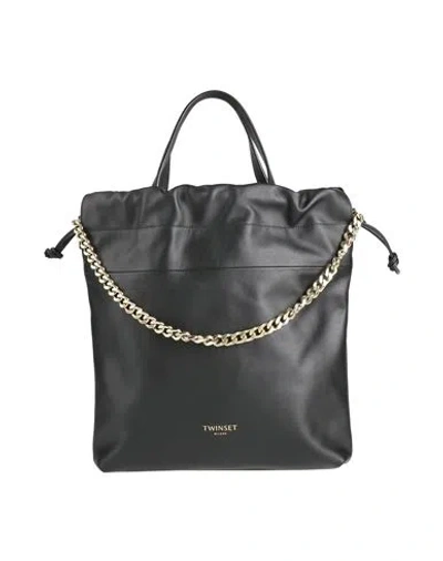 Twinset Woman Handbag Black Size - Cow Leather