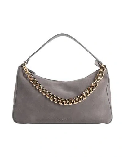 Twinset Woman Handbag Charcoal Size - Cow Leather In Grey