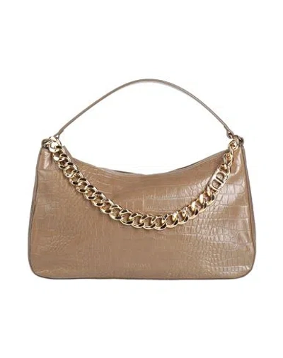 Twinset Woman Handbag Taupe Size - Cow Leather In Gray