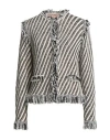 Twinset Fringed Jacquard Jacket In Multi