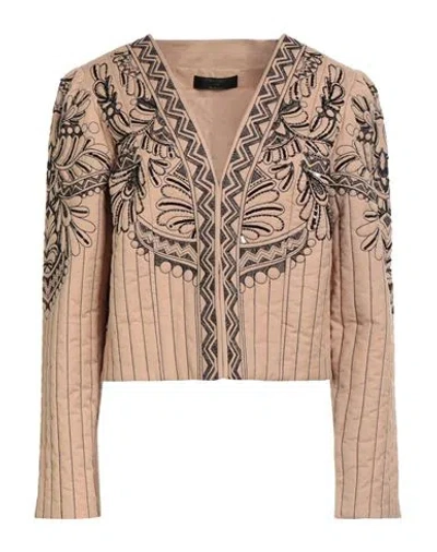 Twinset Woman Jacket Sand Size 12 Cotton, Linen, Polyester