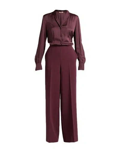 Twinset Woman Jumpsuit Burgundy Size 10 Polyester, Viscose, Elastane