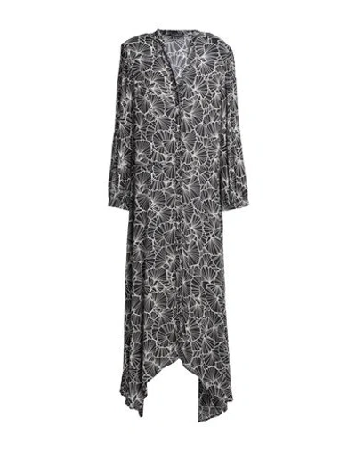 Twinset Woman Maxi Dress Black Size 12 Viscose In Gray