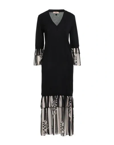 Twinset Woman Long Dress Black Size Xl Cotton