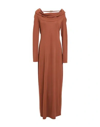 Twinset Woman Maxi Dress Brown Size 14 Polyester, Elastane