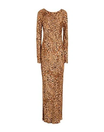 Twinset Woman Maxi Dress Camel Size 12 Viscose In Brown