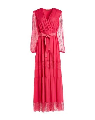 Twinset Woman Maxi Dress Fuchsia Size 10 Polyester, Polyamide, Cotton, Viscose In Pink