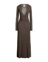 Twinset Woman Maxi Dress Gold Size L Viscose, Metallic Polyester, Polyamide In Gray