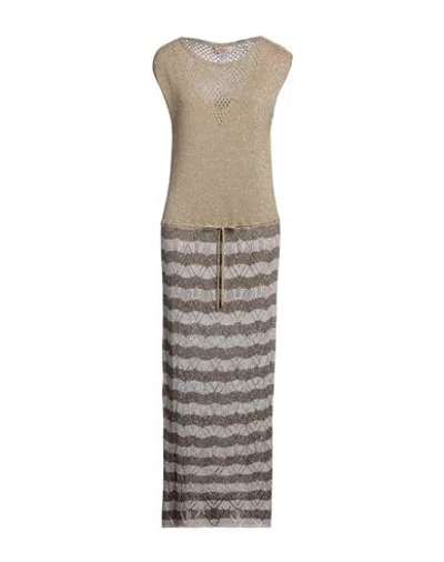 Twinset Woman Maxi Dress Gold Size M Viscose, Polyester