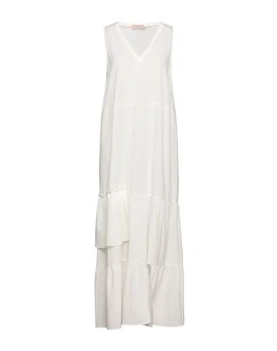 Twinset Woman Maxi Dress Ivory Size 8 Polyester In White