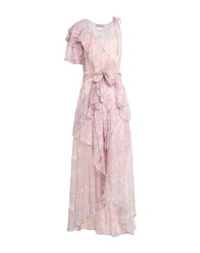 Twinset Woman Maxi Dress Lilac Size 10 Silk In Pink