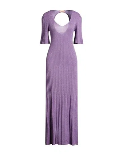 Twinset Woman Maxi Dress Lilac Size S Viscose, Polyamide, Metallic Polyester In Purple
