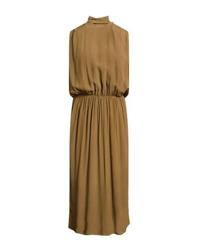 Twinset Woman Maxi Dress Military Green Size 6 Viscose In Brown
