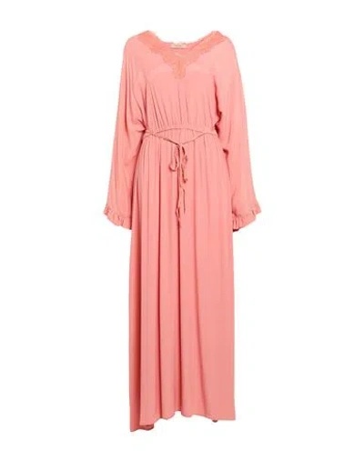 Twinset Woman Maxi Dress Salmon Pink Size 14 Acetate, Silk, Polyamide, Viscose, Cotton