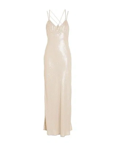 Twinset Woman Maxi Dress Sand Size 8 Polyester In White