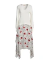 Twinset Woman Midi Dress White Size L Viscose, Polyester In White