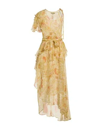 Twinset Woman Maxi Dress Yellow Size 12 Silk In Neutral