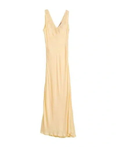 Twinset Woman Maxi Dress Yellow Size 6 Viscose, Polyester In Neutral