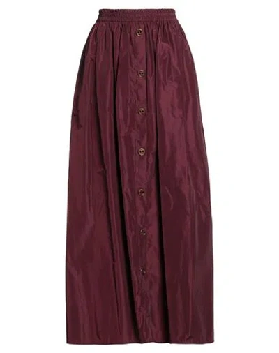 Twinset Woman Maxi Skirt Burgundy Size 12 Polyester