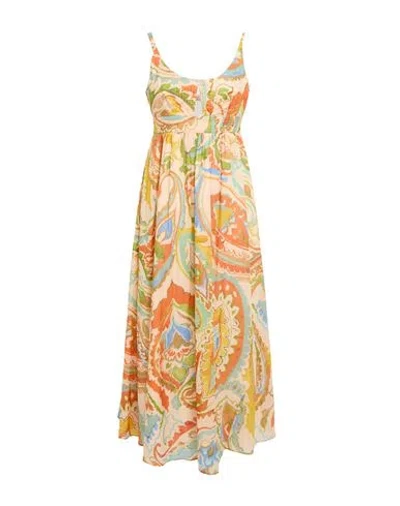 Twinset Woman Midi Dress Apricot Size 4 Cotton In Multi