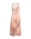Twinset Woman Midi Dress Apricot Size 12 Polyester In Orange