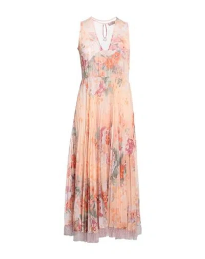 Twinset Woman Midi Dress Apricot Size 12 Polyester In Orange