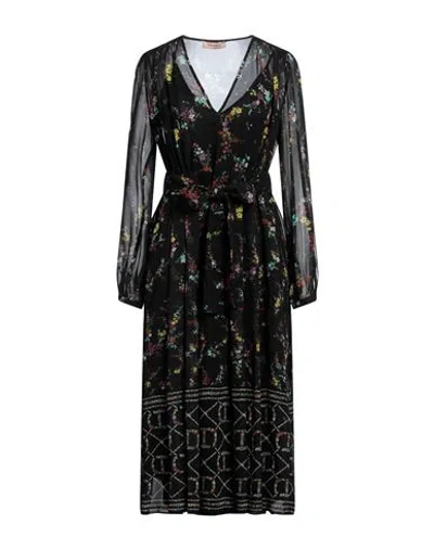 Twinset Woman Midi Dress Black Size 12 Polyester