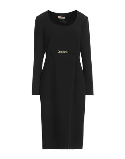Twinset Woman Midi Dress Black Size 12 Polyester, Viscose, Elastane