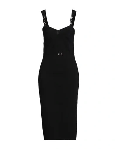 Twinset Woman Midi Dress Black Size L Viscose, Polyamide, Polyester, Elastane