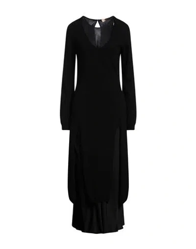 Twinset Woman Midi Dress Black Size L Polyimide, Viscose, Wool, Cashmere